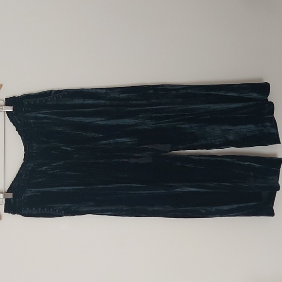 Anthropologie Hei Hei Cropped Wide Leg Crushed Velvet Pants Jewel Blue Size Med - Picture 3 of 10
